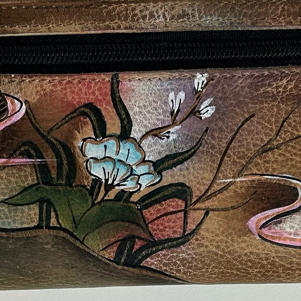 VINTAGE BRIT ROSEN HAND PAINTED LEATHER WALLET SIGNED - Picture 2 of 8